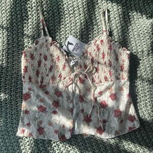 Princess Polly Red and Cream Floral Camisole